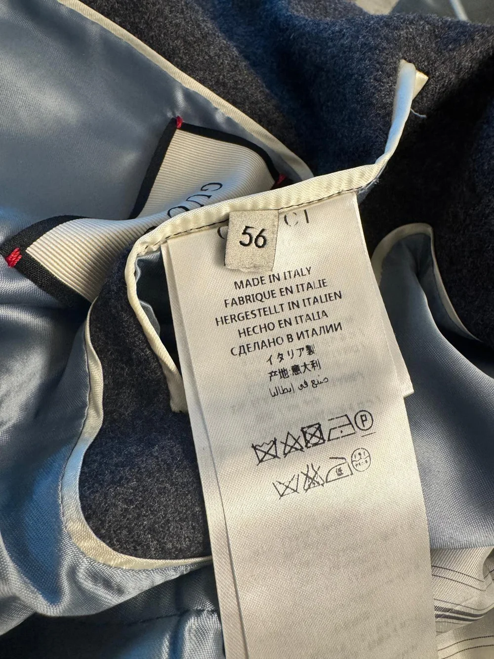 Gucci Gray Wool Blazer with Web Trim Accent